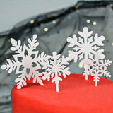 4pcs Snowflake Cake Toppers Acrylic Christmas Cupcake Decorations Party Decor