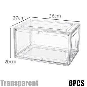 6 pcs Premium Acrylic Shoe Box Sneaker Display Storage Case Side-Open Clear