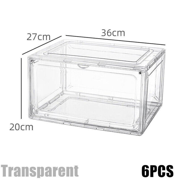6 pcs Premium Acrylic Shoe Box Sneaker Display Storage Case Side-Open Clear