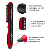 LCD Electric Quick Heated Beard Straightener Brush Hair Comb Curling Curler Show
