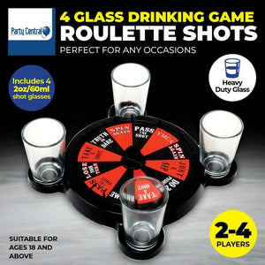 Roulette Spinning With 4 Shot Glass Drinking Game Set Spinner Table Party