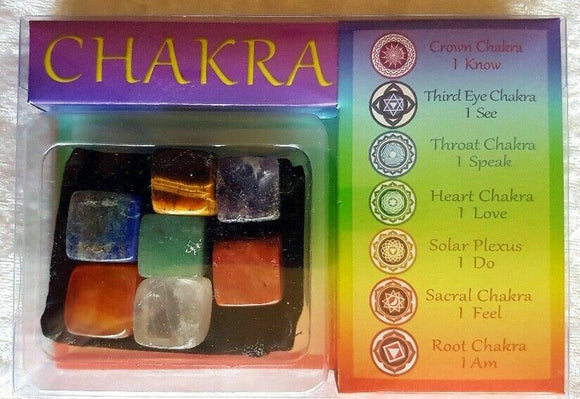 7 Pieces Chakra Polished Gemstones in Gift Box Velvet Style Bag Reiki Healing