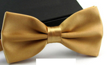Mens Silk Satin Plain Tuxedo Solid Bow Tie Ties Wedding Necktie Light Gold