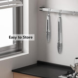 Set of 2 Cooking Tongs 9-Inch & 12-Inch Premium Silicone BPA Free NonStick Grey