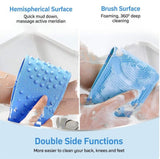 Bath Silicone Exfoliating Back Strap Scrub Shower Body Scrubber Brush Wash Blue