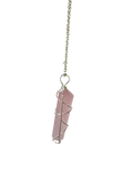 Rose Quartz Double Pointed Terminated Crystal Pendant Necklace Silver Healing