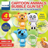 2pc Bubbles Push Button Gun Animal Design Wands Non-Toxic Assorted 60ml