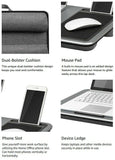 Home Office Laptop Lap Desk with Mouse Pad and Phone Holder Silver Carbon