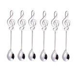 1x Musical Note Shaped Teaspoon Coffee Milk Teaspoon - Silver