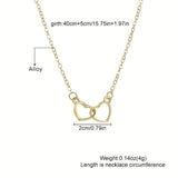 Double Heart Pendant Necklace Gift Valentines Day Love - Golden