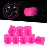 4pcs Luminous Tire Valve Cap Car Wheel Dust Covers Glow In The Dark -Pink