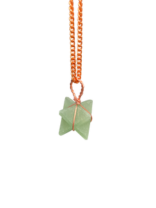 Green Aventurine Merkaba Crystal Pendant Copper Necklace Gemstone Jewellery