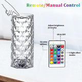 Crystal Lamp 16 Colour Changing RGB Night Light Touch Lamp Romantic LED Decor