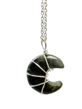 Labradorite Half Moon Shape Pendant Necklace Silver Healing Polished Tumbled