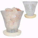 Himalayan Pink Salt Chunks Stones Lamp Frosted Lotus Glass Night Light