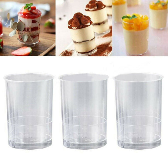 40 Pcs Round Mousse Cake Dessert Cups Clear Plastic Sample Drink Tumbler 150ml