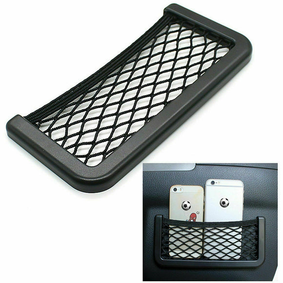 2Pcs Car Net Storage Holder Adhesive Pocket Auto For Phone Sunglasses Black Mesh