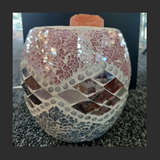 Pink Aztec Glass Mosaic Vase Bowl Himalayan Crystal Salt Lamp Natural Rock