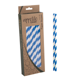 100X Colourful Paper Drinking Straws Straw Striped Party Wedding BLUE