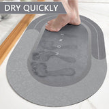 Super Absorbent Floor Mat Soft Quick-Drying Non-Slip Oval Grey 40x60cm