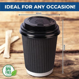 40pcs Drinkware Paper Cup Disposable Coffee Rippled With Lid Takeaway - 350ml