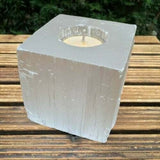 Selenite Cube Tea Light Candle Holder Crystal Tealight Decoration Feng Shui
