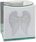 Glitter Angel Wings Glass Mirrored Aromatherapy Wax Melt Oil Burner with Tealigh