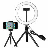 Studio Tabletop Selfie Ring Light w/ Phone Holder Tripod Stand LED 20cm Black