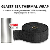 Heat Resistant 2000F Exhaust Wrap Black 15M*50mm + 10 Stainless Steel Ties