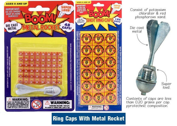 Cap Ring Bomb With Metal Rocket Dart Party 192 Caps Shots