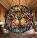Tree Of Life Round Sun Catcher Multi Coloured Hanging Home Decor 15cm- Model 03
