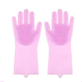 Magic Silicone Rubber Dish Washing Gloves Kitchen Scrubber Cleaning Sponge Pink