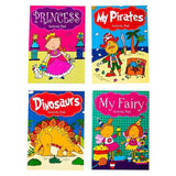 4x Activity Books Princess Fairy Pirate Dinosaur Colouring Fun Creative Book Pad