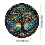 Tree Of Life Round Sun Catcher Multi Coloured Hanging Home Decor 15cm Model 02