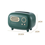1x Tissue Box Desktop Paper Holder Storage Box Retro Radio Model Napkin -Green