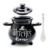 Witches Brew Cauldron Soup Bowl & Spoon Ceramic Soup Mug Bowl Cup With Lid Gift