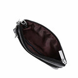 Coin Small Change Bag Card Wallet Pouch Zip Up Women Key Ring Leather Mini Black