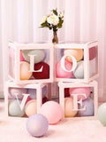 White Balloon Cube Boxes Party for Baby Shower Birthday Bridal Shower - LOVE
