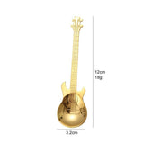 1x Guitar Shaped Teaspoon Stainless Steel Coffee - Gold