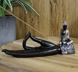 Buddha with Hand Incense Stick Burner Holder Yoga Meditation Decorative Home