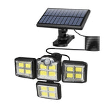 198 LED 4 Head Solar Motion Sensor Light Outdoor Garden Wall Security Flood Lamp