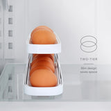 2-Tier Auto Rolling Refrigerator Storage Rack Egg Dispenser Rolldown Egg Holder