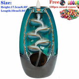 Smoke Backflow Mountain Waterfall Ceramic Incense Burner Holder  110 Cones