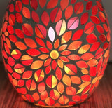 Pink Flower Glass Mosaic Vase Bowl Himalayan Crystal Salt Lamp Natural Rock