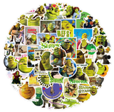 50pcs Shrek Cartoon Movie Vinyl Decal Stickers Mix Laptop Phone Waterproof Skate