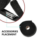 Heat Resistant 2000F Exhaust Wrap Black 15M*50mm + 10 Stainless Steel Ties