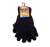 2pk Gloves & Fingerless Glove Set Mens Heat Control Thermal Lined Chenille Black