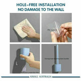 Bathroom Silicone Bristles Toilet Brush with Holder Creative Cleaning - Grey