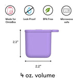 Set 2 Omie Dip Silicone Containers School Snack Pot Leakproof  Purple Orange