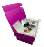 Wellness Treasure Box Crystal Gift Set Amethyst Clear Quartz 7 Chakras Selenite